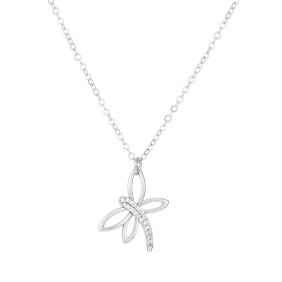 Elegant Silver Tone Dragonfly Pendant Necklace - Picture 2 of 7